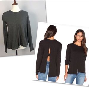 Wilt open back gray cotton slub tee, size XS